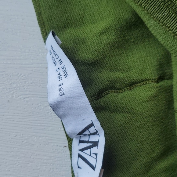 Zara Olive Green Ruched Off the Shoulder Crop Top S like new - Picture 4 of 7